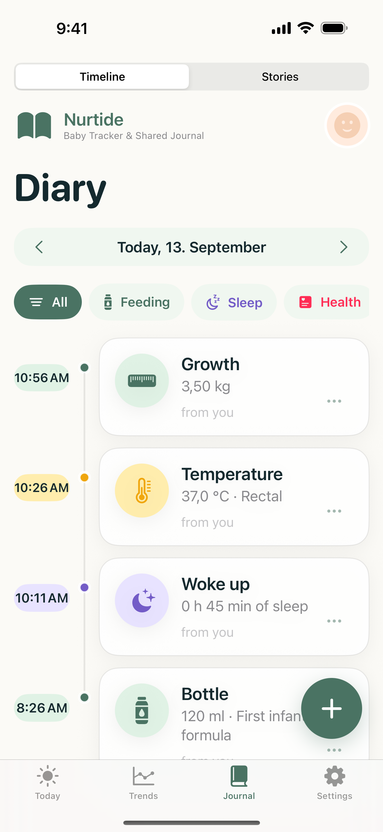 Nurtide Journal screen